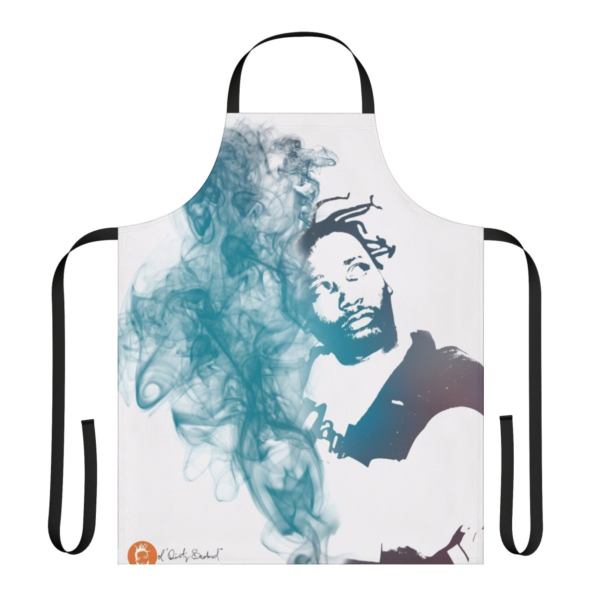 Ol' Dirty Bastard inspired smoke effects portrait design printed on a high-quality kitchen apron.