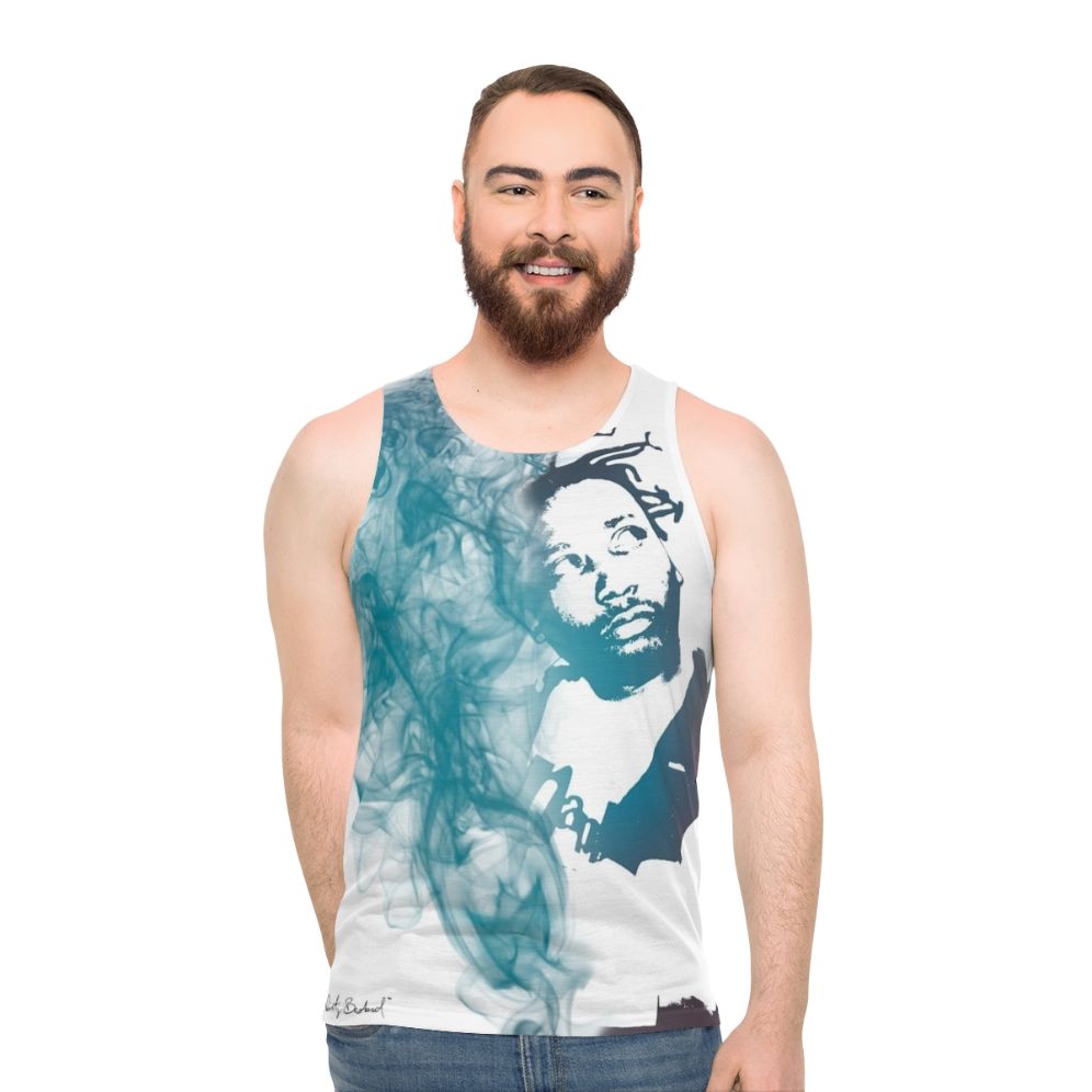 Ol Dirty Bastard smoke dispersion portrait on unisex tank top