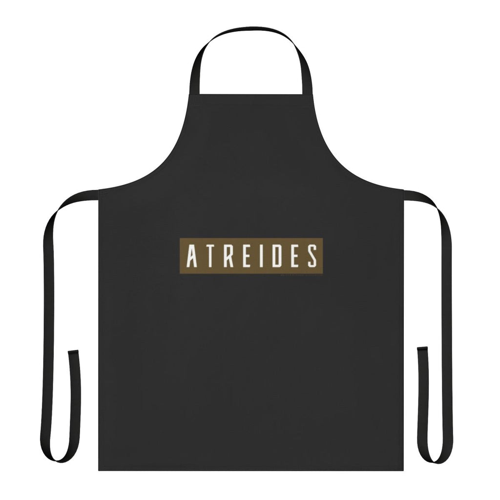 Olive apron featuring a horizontal banner design inspired by the Dune House Atreides