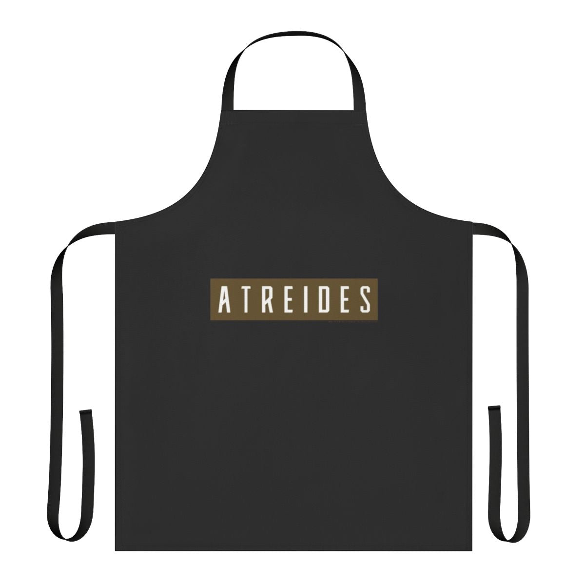 Olive apron featuring a horizontal banner design inspired by the Dune House Atreides