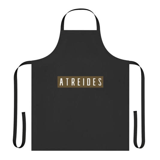 Olive apron featuring a horizontal banner design inspired by the Dune House Atreides