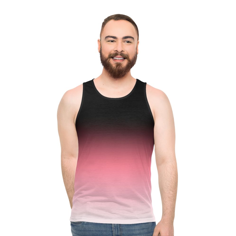 Black, pink, and white ombre dip dye unisex tank top