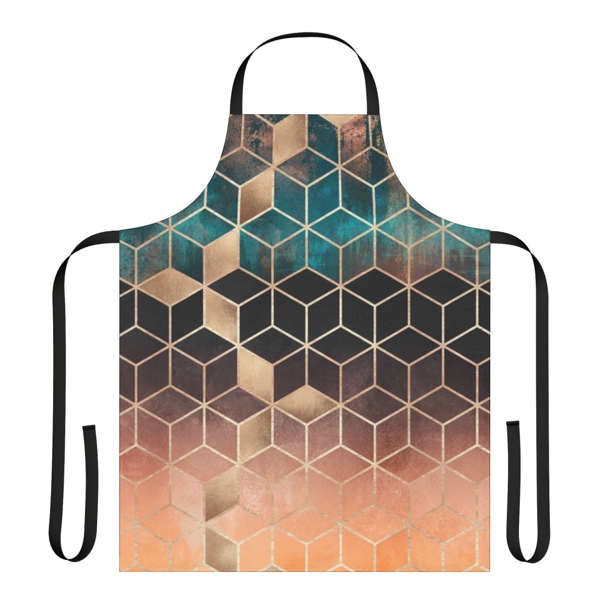 Ombre, geometric cubes pattern on a modern apron for the kitchen or home.