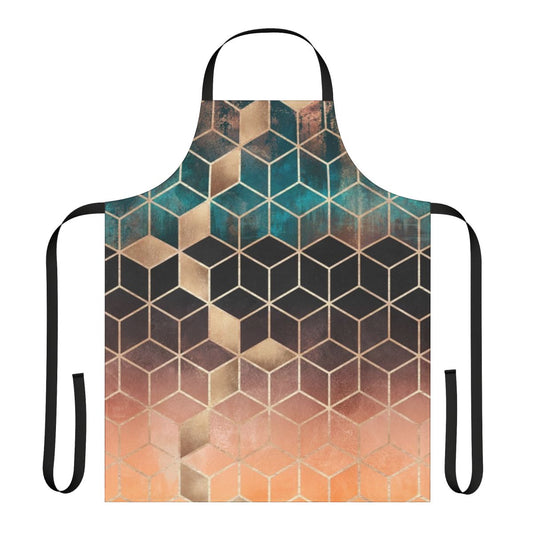 Ombre, geometric cubes pattern on a modern apron for the kitchen or home.