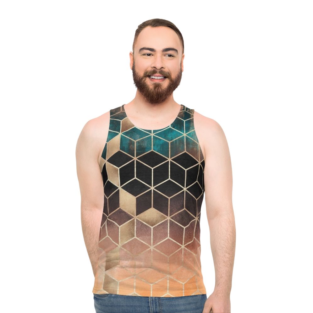 Ombre Geometric Cubes Unisex Tank Top