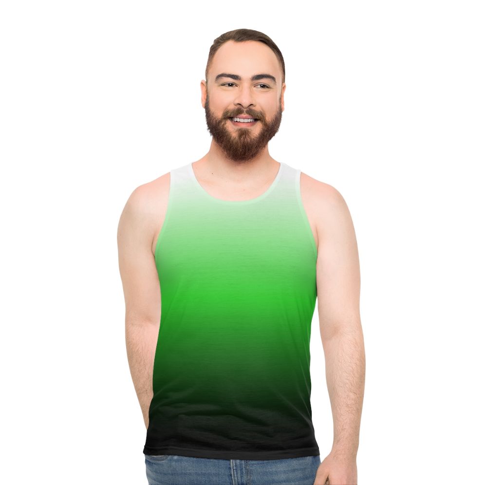 Ombre green to black unisex tank top