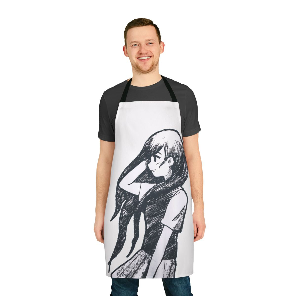 Vibrant blue and yellow Omori-themed apron with character imagery