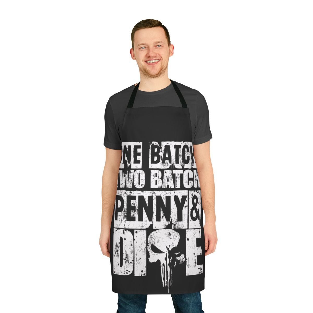 One Batch Two Batch Superhero Apron with comic book and crime fighting graphics