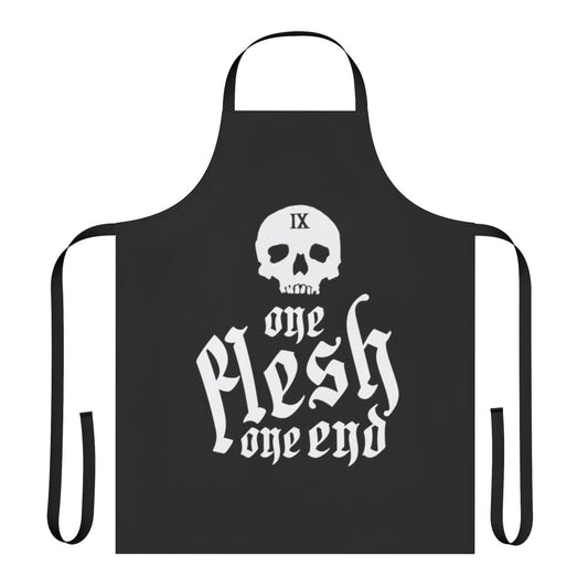 One Flesh One End book-inspired apron with Gideon Nav and Harrowhark Nonagesimus designs