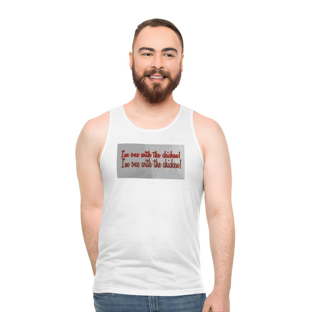 One With The Chicken Unisex Tank Top Featuring Chris Farley