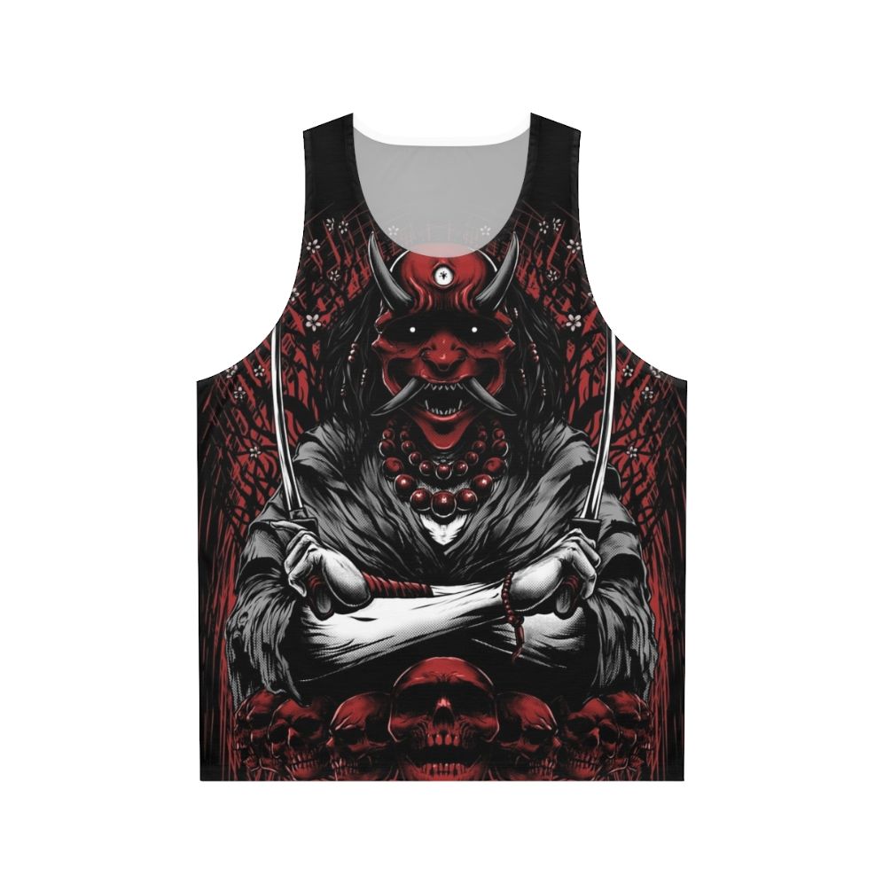 Oni Japanese Demon Unisex Tank Top with Skull Sakura Design