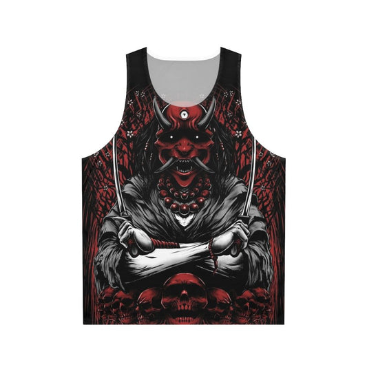 Oni Japanese Demon Unisex Tank Top with Skull Sakura Design