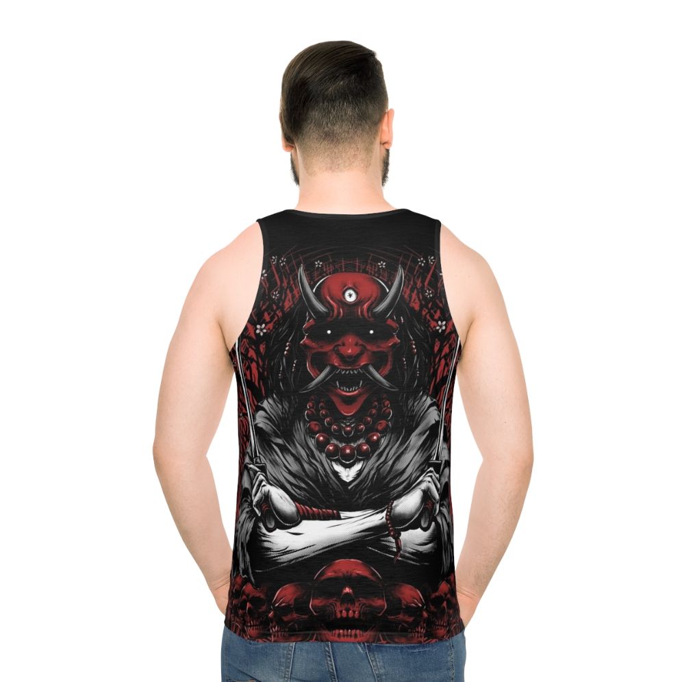 Oni Japanese Demon Unisex Tank Top with Skull Sakura Design