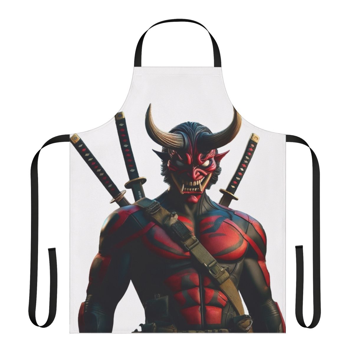 Onipool-inspired superhero apron with oni demon design