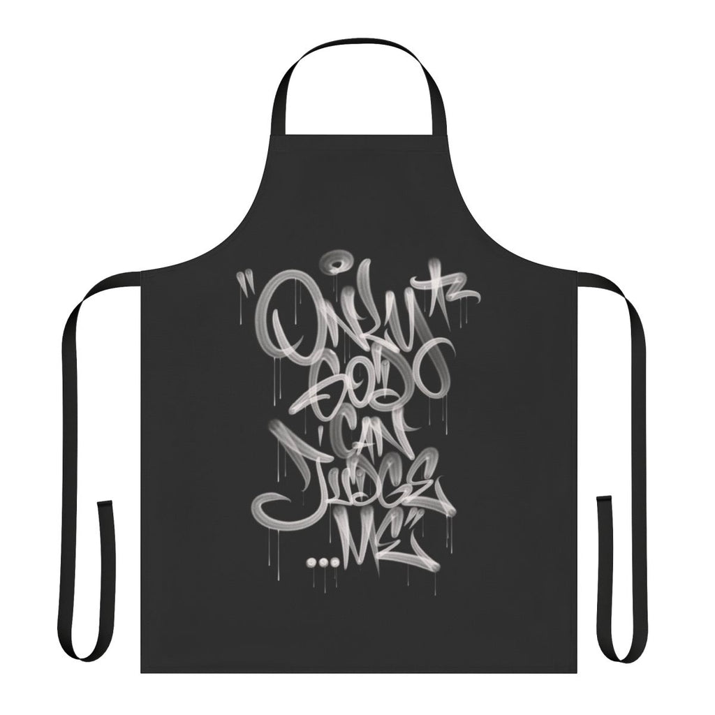 "Only God Can Judge Me" rap-inspired apron featuring 2pac, Tupac, and hip hop design elements