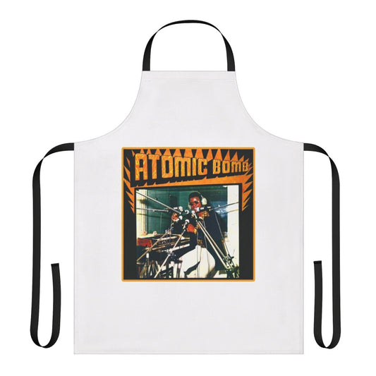 Onyeabor-inspired atomic bomb graphic printed on a durable, high-quality apron