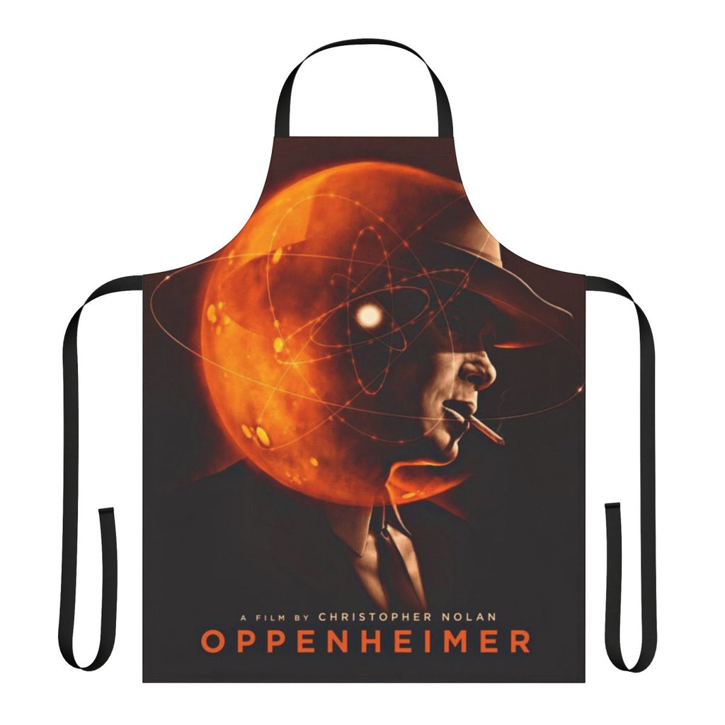 Oppenheimer-inspired apron featuring the film's characters and aesthetic