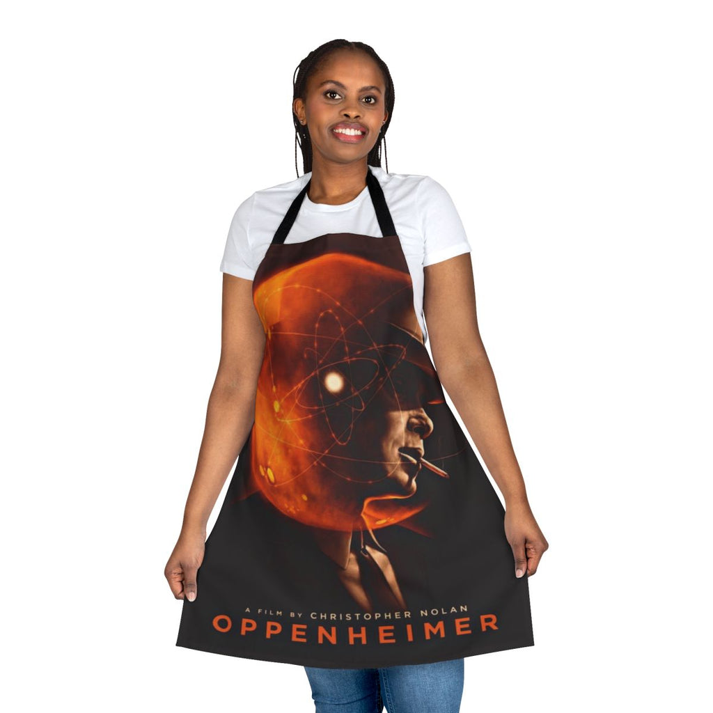 Oppenheimer-inspired apron featuring the film's characters and aesthetic