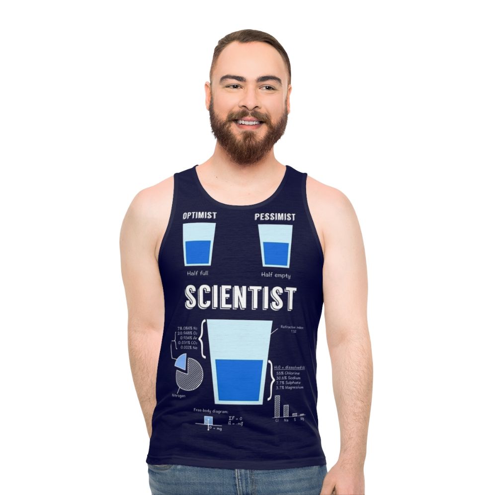 Optimist Pessimist Scientist Funny Science Unisex Tank Top