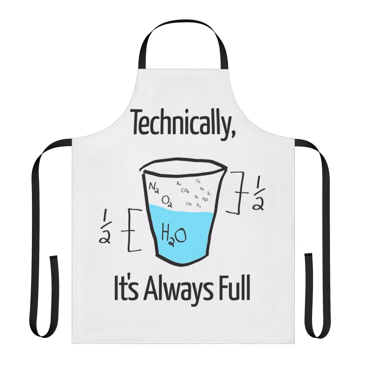 Optimistic scientific apron with molecule and chemistry designs