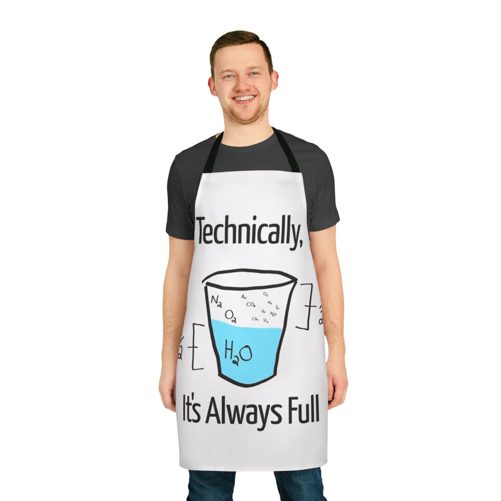 Optimistic scientific apron with molecule and chemistry designs