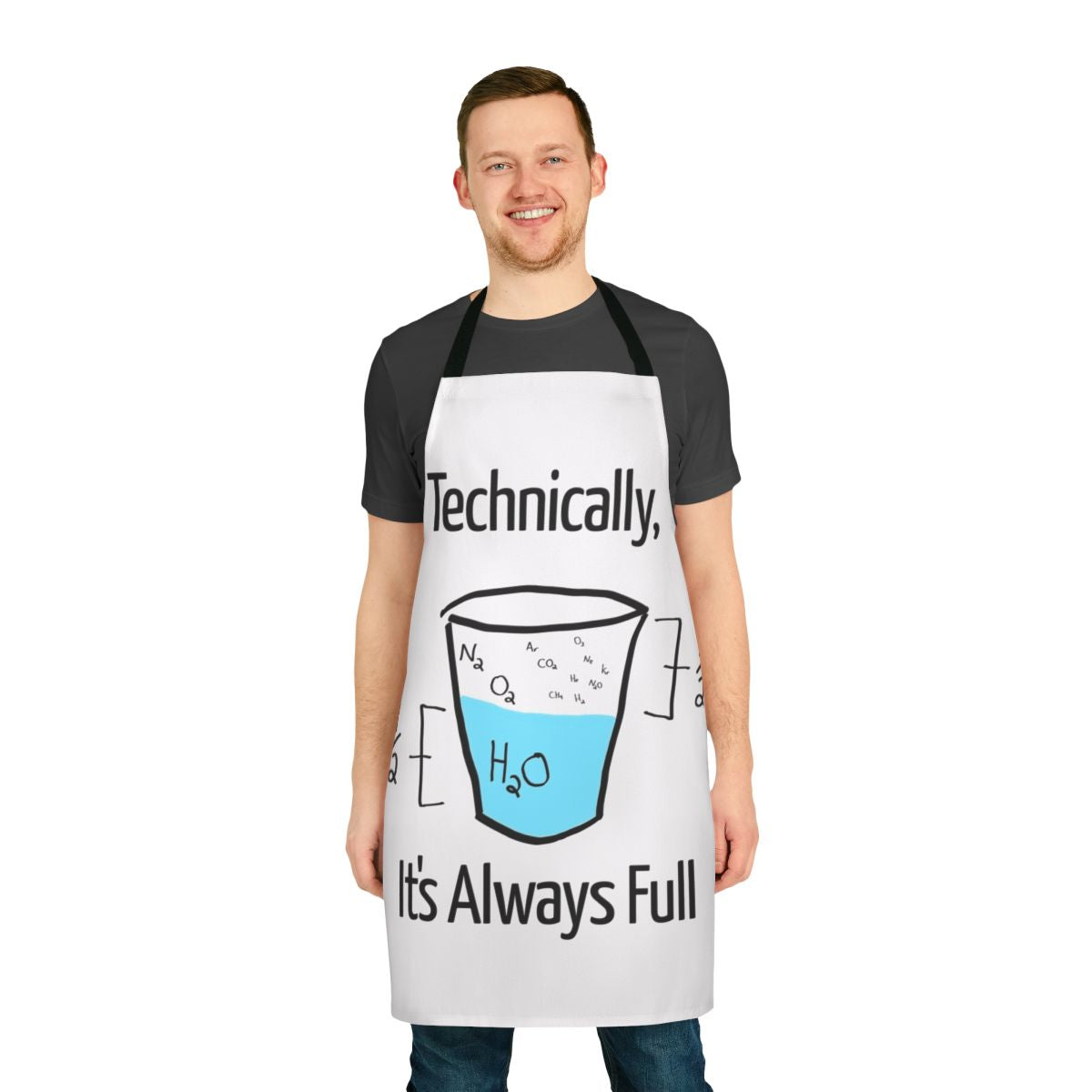 Optimistic scientific apron with molecule and chemistry designs