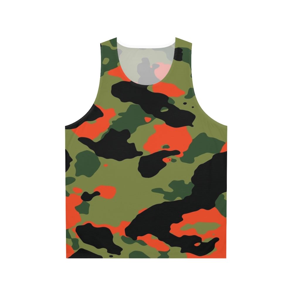 Orange and green camouflage unisex tank top