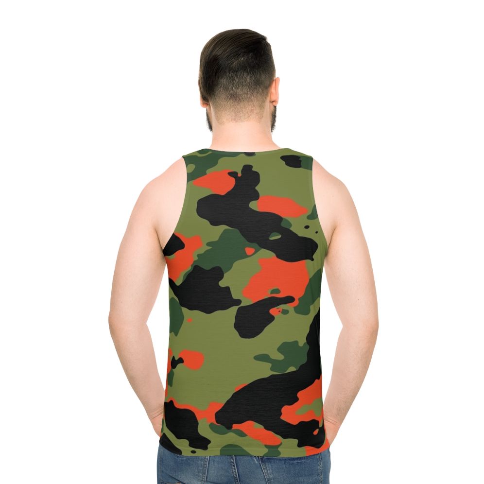 Orange and green camouflage unisex tank top