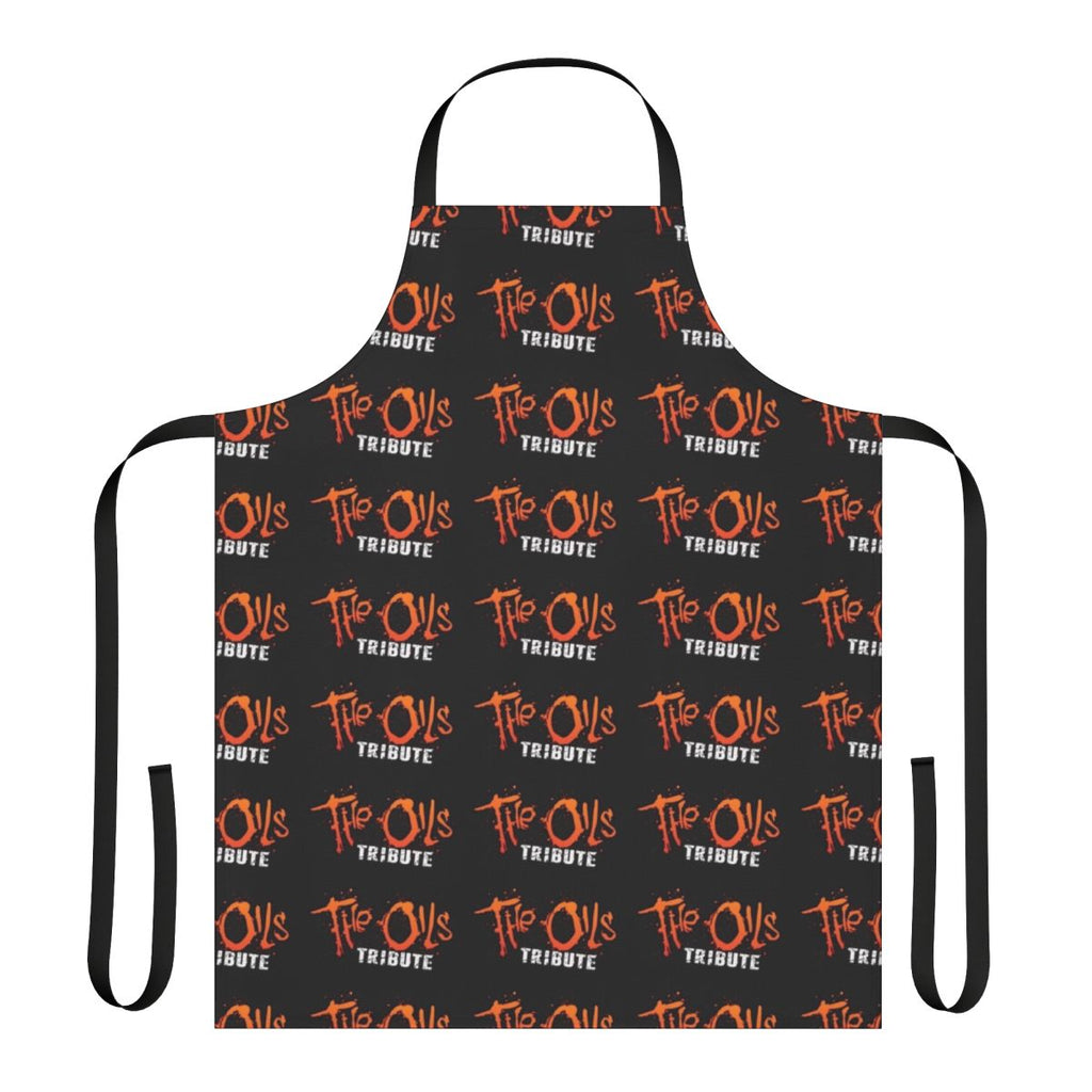 Orange logo apron featuring a tribute design to the band The Oils