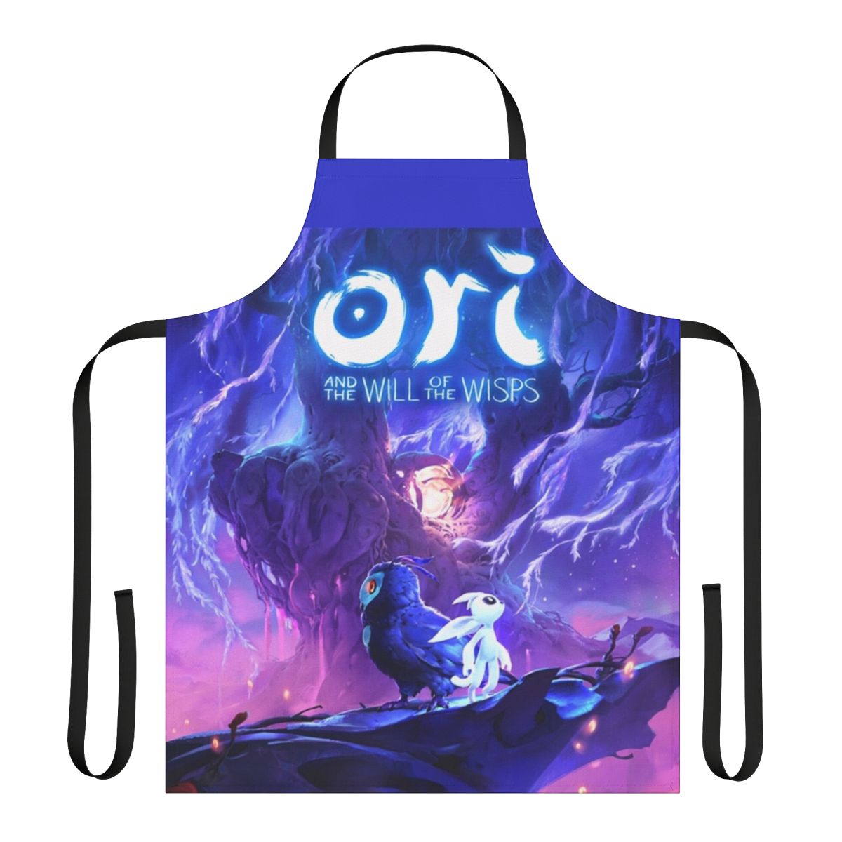 White apron with light burst design inspired by the video game Ori and the Will of the Wisps
