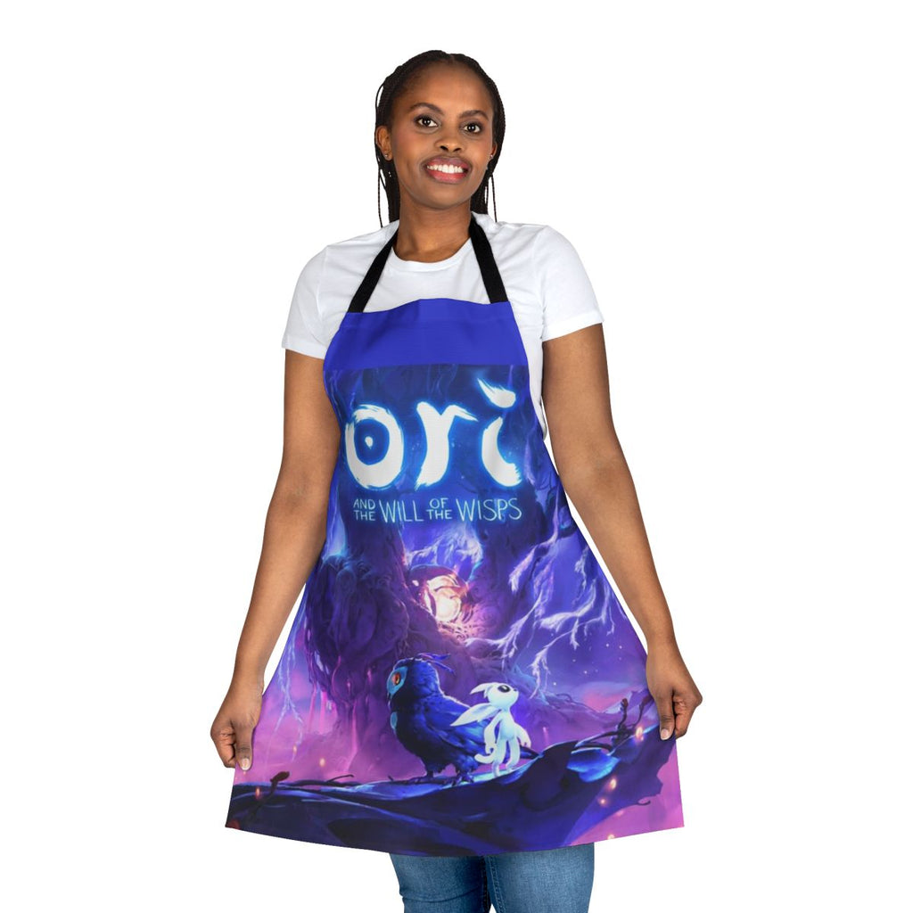 White apron with light burst design inspired by the video game Ori and the Will of the Wisps