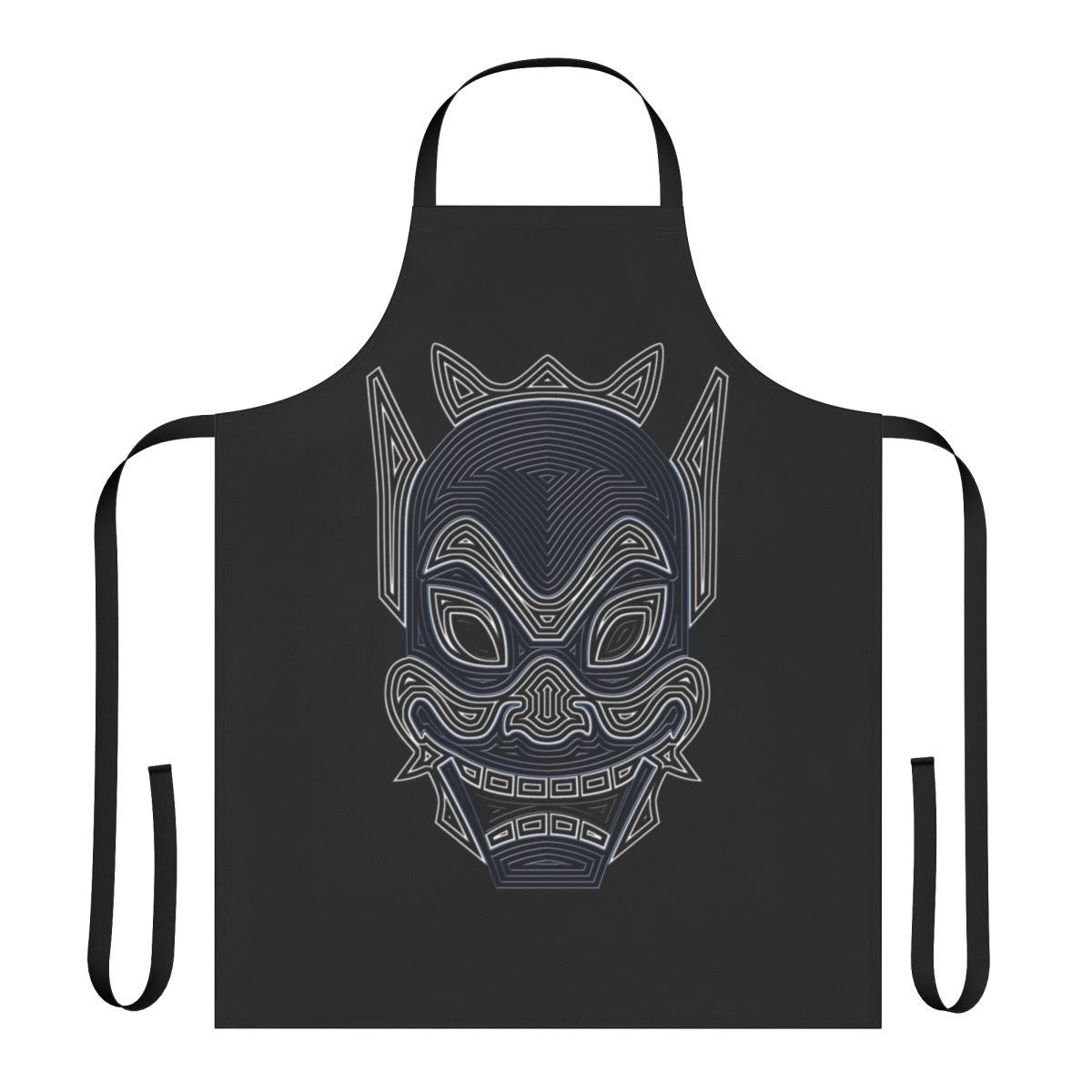 Ornate blue spirit mask inspired apron with avatar the last airbender and legend of korra elements