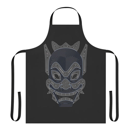 Ornate blue spirit mask inspired apron with avatar the last airbender and legend of korra elements