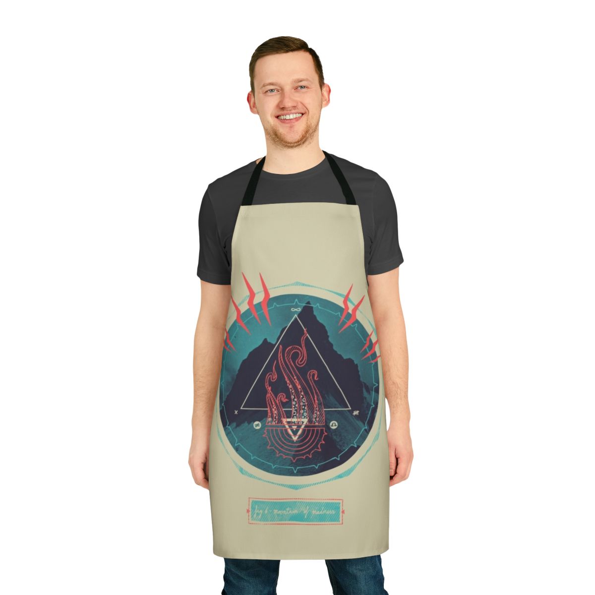 Apron featuring abstract Lovecraftian design with cosmic horror elements