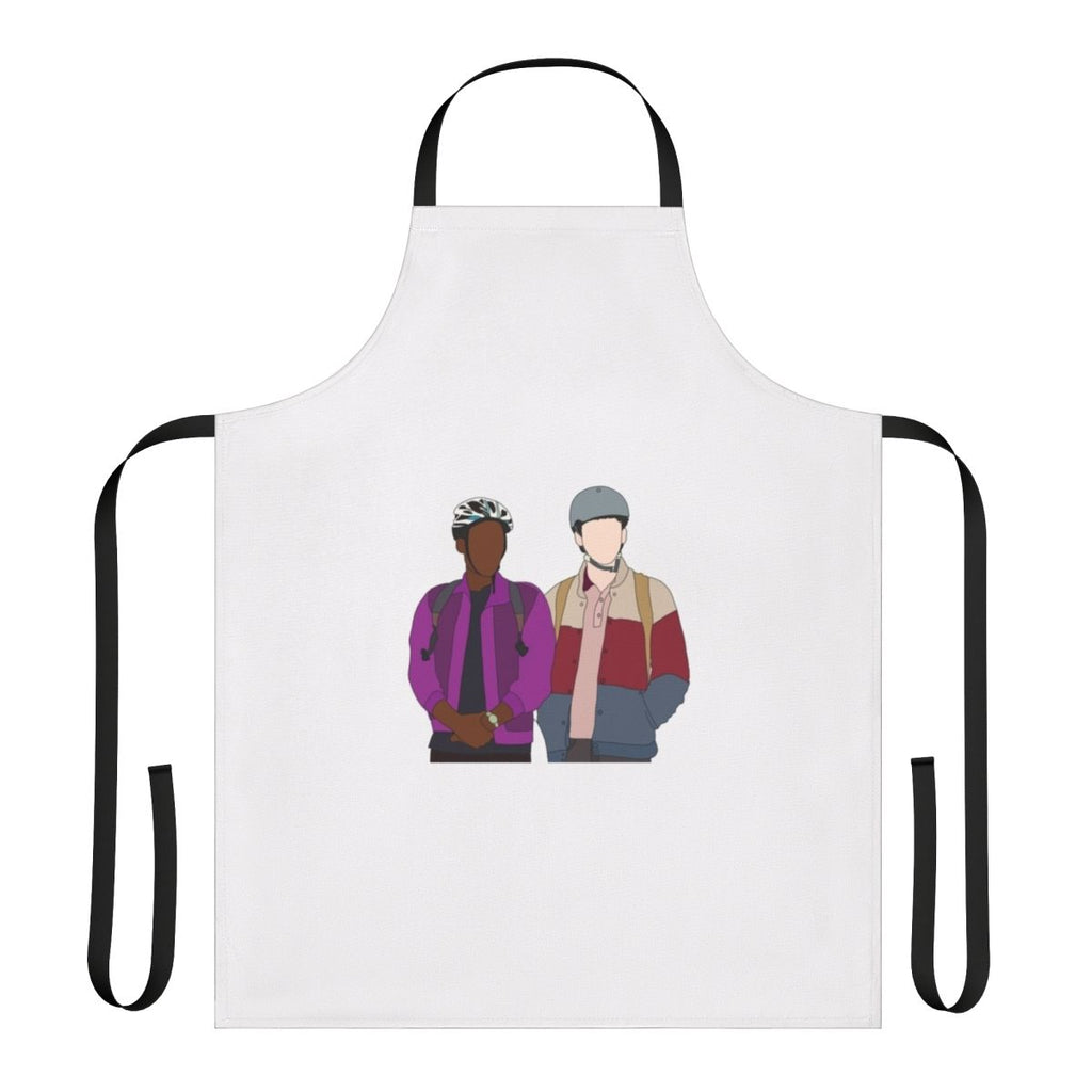 Sex Education-inspired apron featuring Otis and Maeve characters