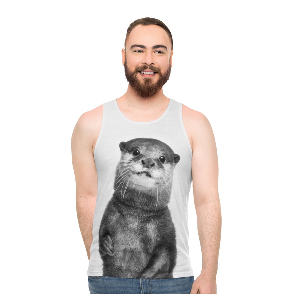 Otter animal portrait graphic on unisex tank top