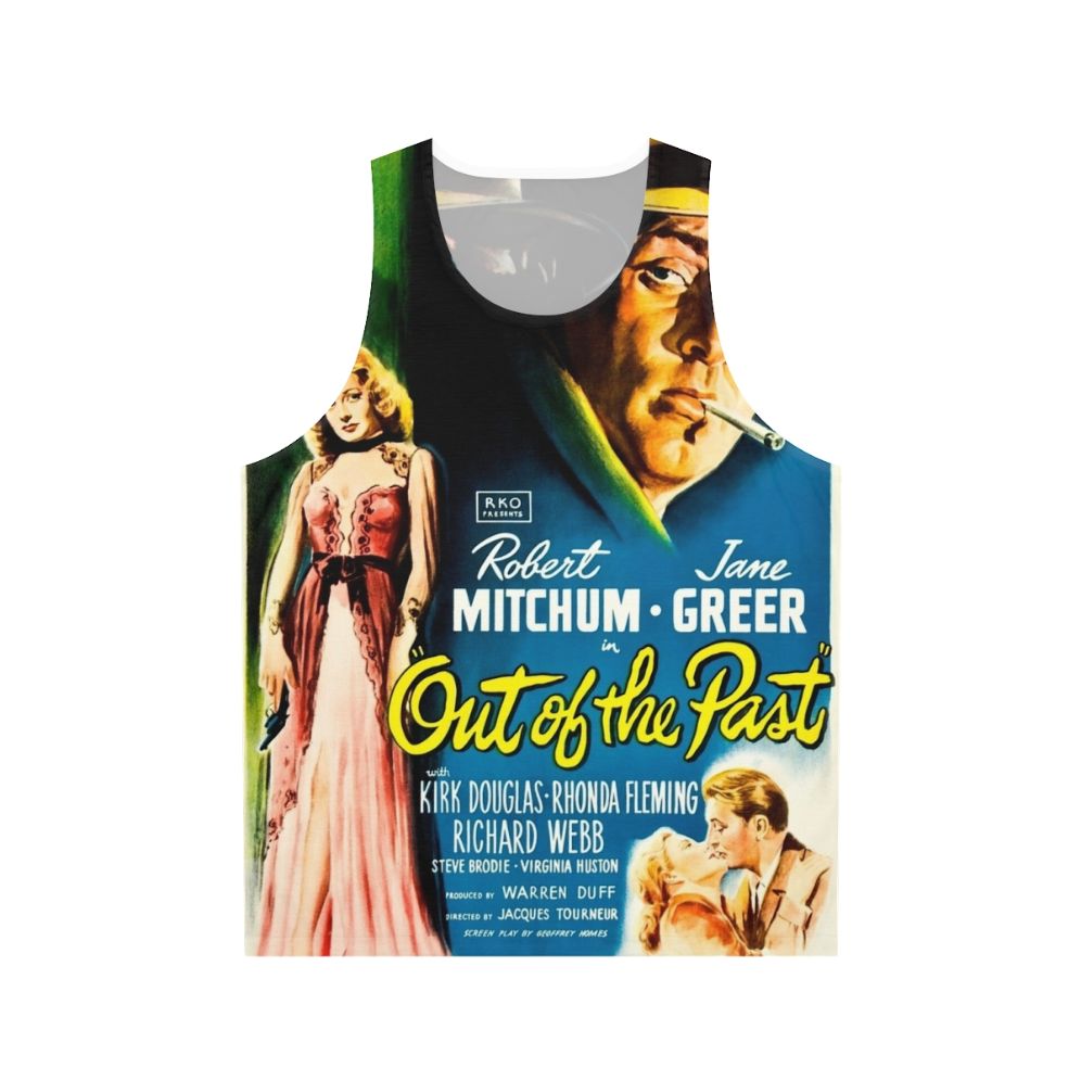 Unisex tank top with vintage "Out of the Past" movie poster design