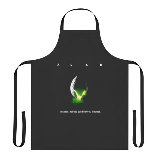 Whimsical apron featuring an alien character in a space-themed design
