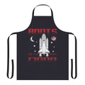 Space-themed apron with "Boots on the Moon" quote and rocket ship design