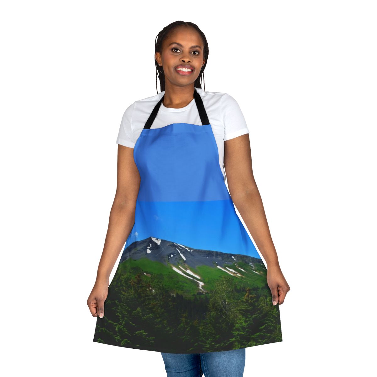 Outdoor adventure apron featuring the scenic landscape of Mount Marathon in Seward, Alaska.