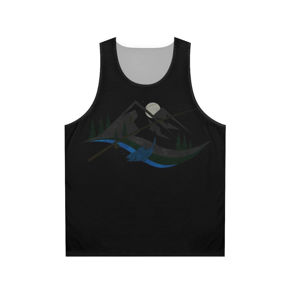 Unisex fishing tank top with nature-inspired design