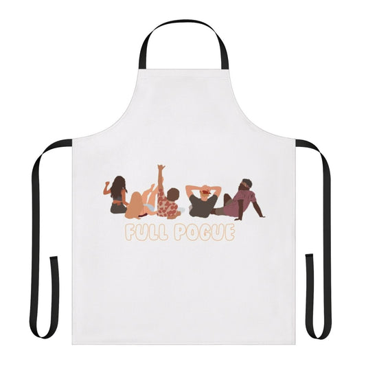 Outer Banks themed apron featuring pogue characters and branding