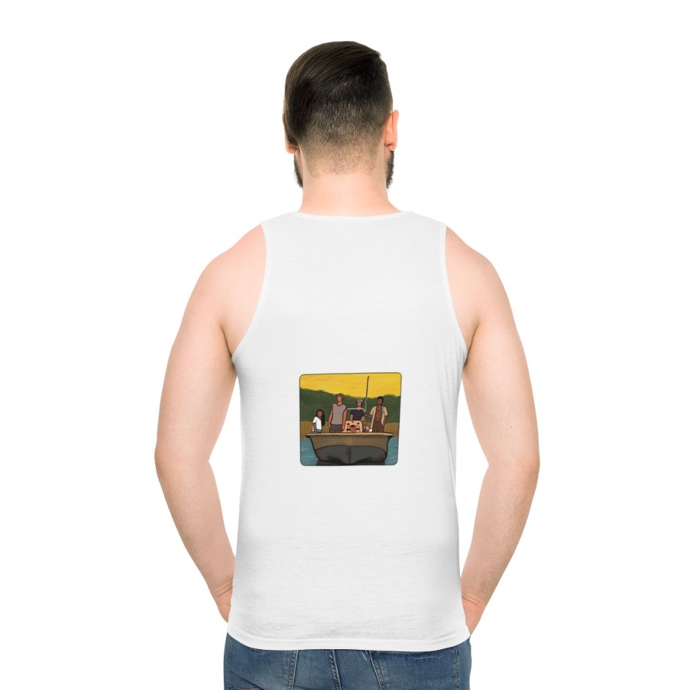 Outer Banks OBX unisex tank top with coastal and Netflix TV show graphics