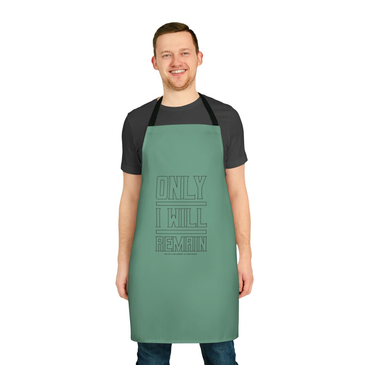 Dune inspired apron featuring an outline design and the quote "Only I Will Remain"