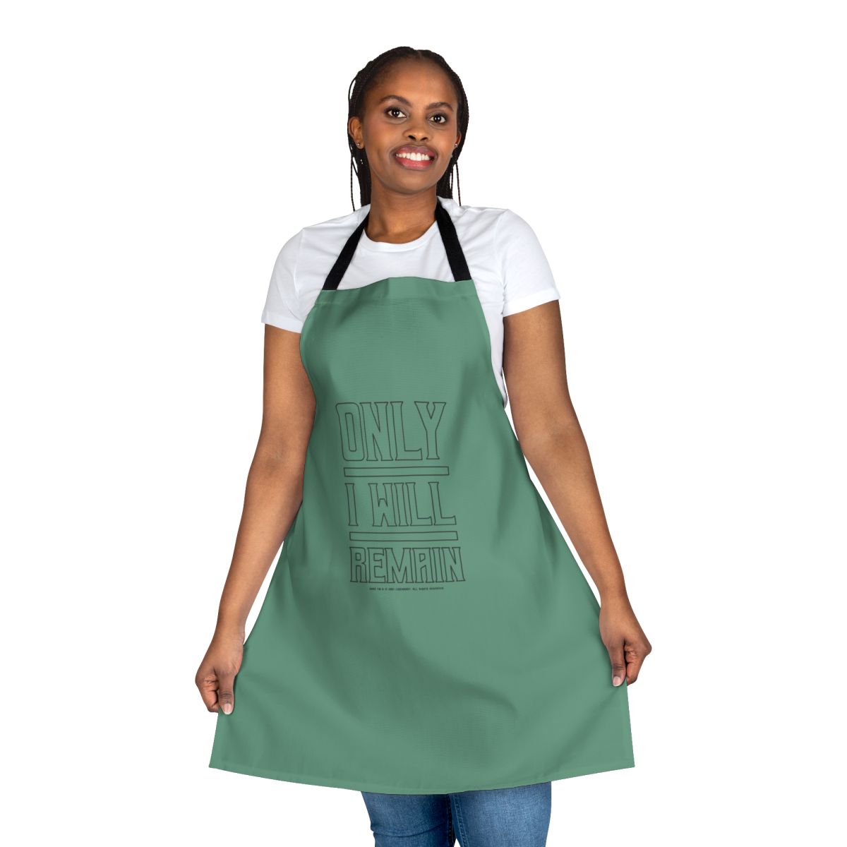Dune inspired apron featuring an outline design and the quote "Only I Will Remain"