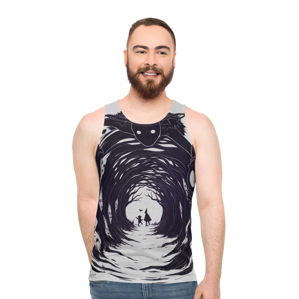 Over the Garden Wall Unisex Tank Top featuring spooky fantasy art