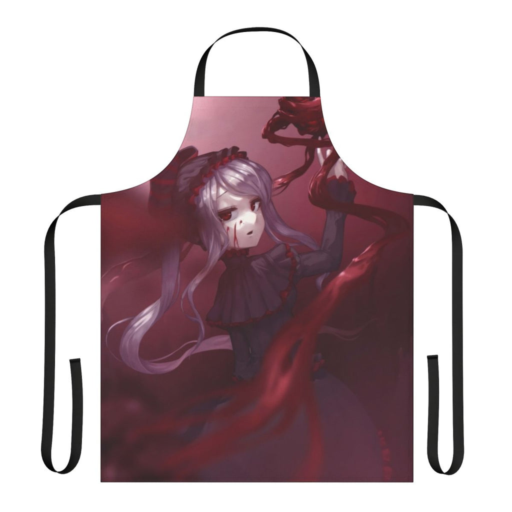 Shalltear Bloodfallen character from Overlord anime/manga depicted on a high-quality apron for anime fans and otakus.
