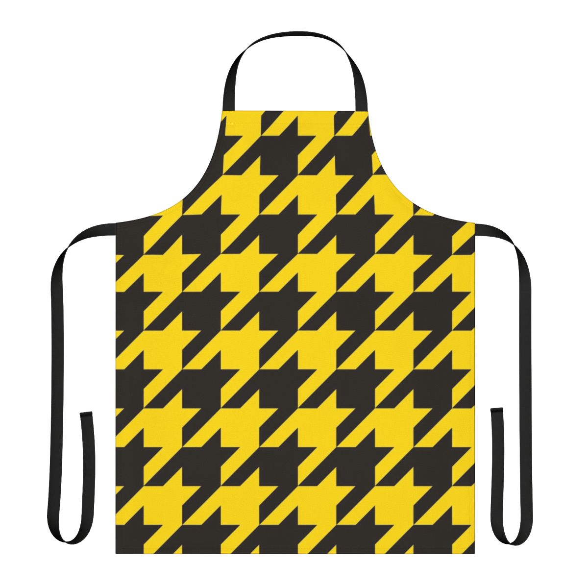 Large black and yellow houndstooth apron