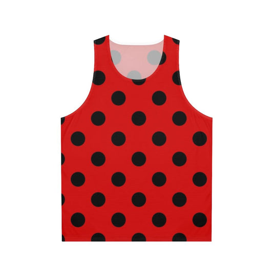 Oversized black and red polka dot unisex tank top