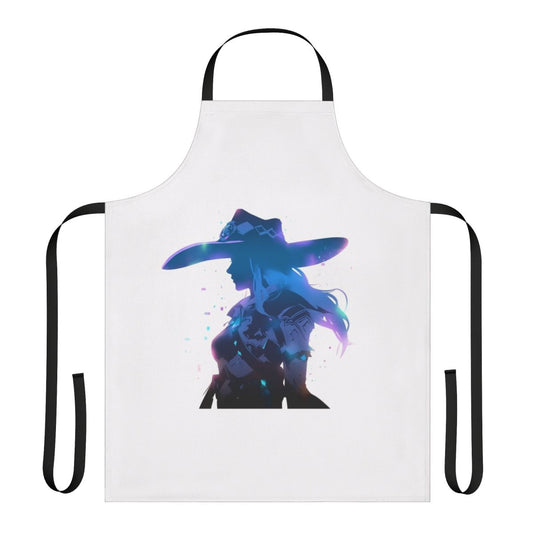 Overwatch-inspired gaming apron featuring Ashe's signature style